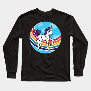 Rainbow Unicorn v12 — Dancing Uniquorn Illustration series Long Sleeve T-Shirt